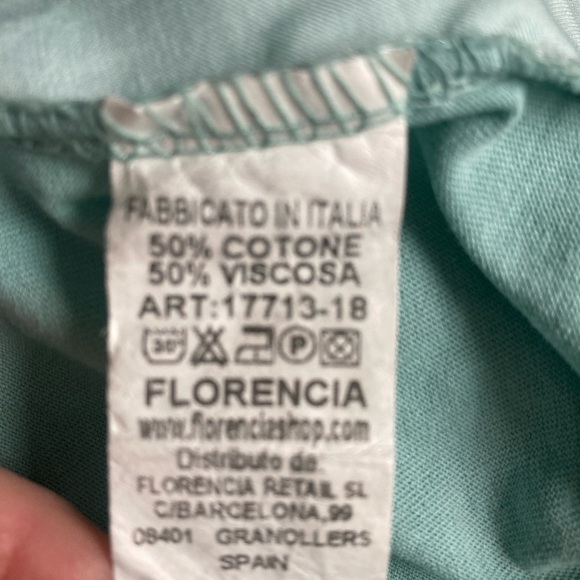Florencia Two Tone Pullover Top in Seafoam Green Long Sleeves Italian Fabric - Picture 6 of 6